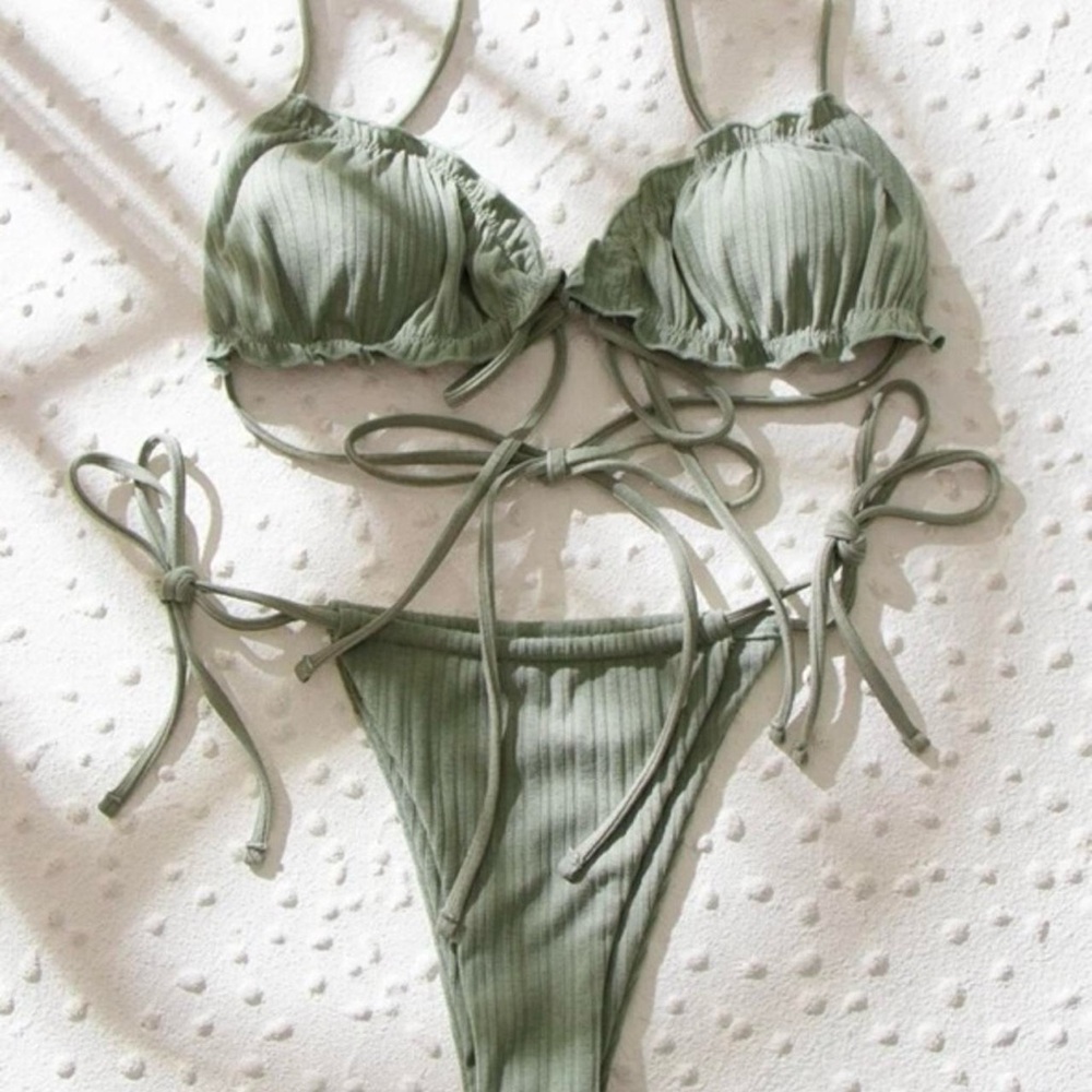 Green ribbed bikini - Set - size M